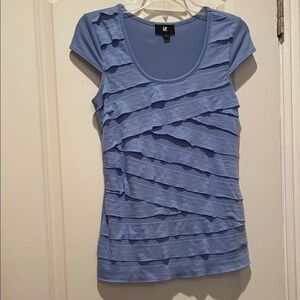 Iz Byer Light Blue Layered Short Sleeve Top